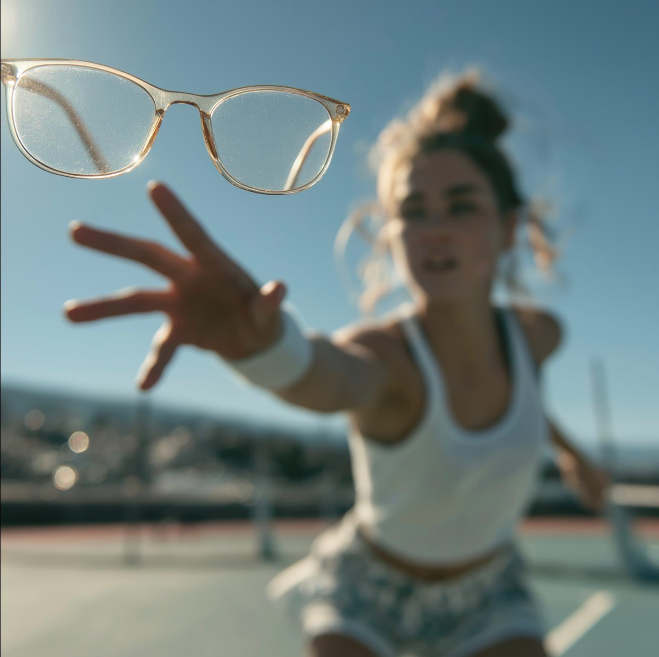 Tennisspielerin ohne Brille